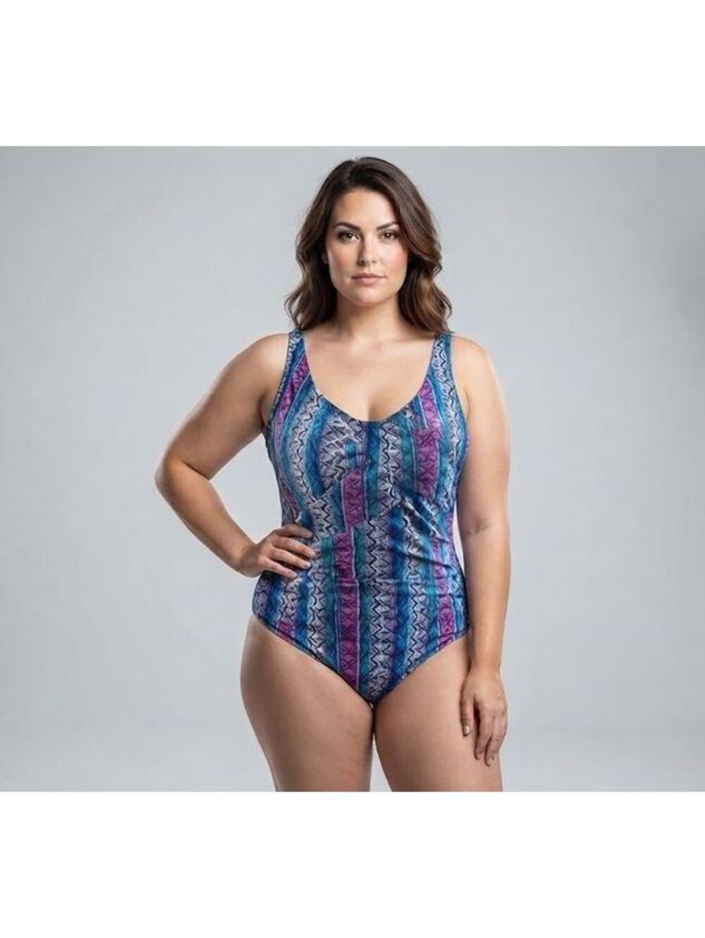 FAN CLOTHING Swimsuit Womens Size 18 One Piece Blue Pink
